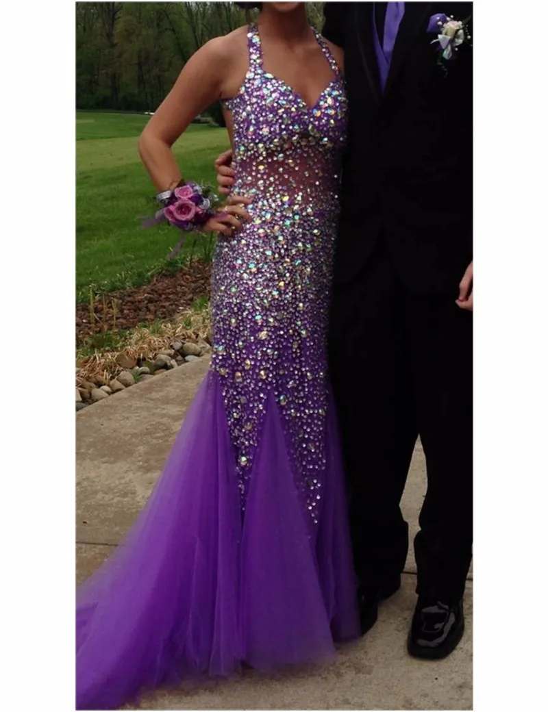 Женское вечернее платье русалка сексуальное Очаровательное с лямкой на шее и