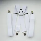 Подтяжки для мужчин и женщин, регулируемые, эластичные, белые, ширина BD054-L, размер XL, XXL, на застежках сзади, 3,5