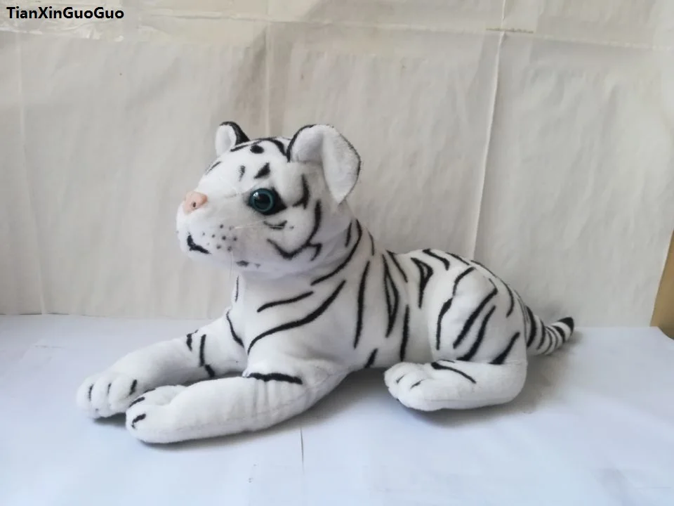 

about 30cm white tiger plush toy lying tiger soft doll kid's toy, high quality goods birthday gift s2056