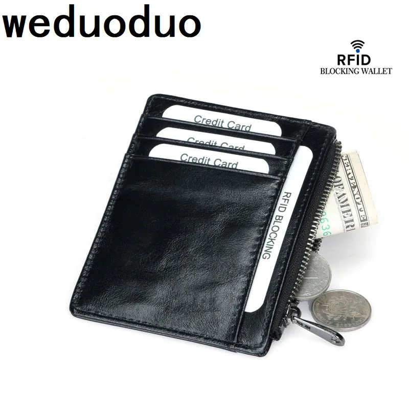 

Weduoduo New Men Card Holder Genuine Leather Convenient ID Pocket Bank Credit Card Case Anti-magnetic Thin Card Wallet