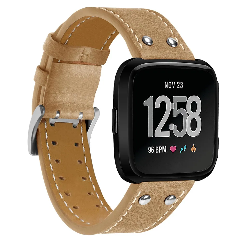 Tschick заменяет Мужские t кожаные ремешки для Fitbit Versa, натуральная кожа Versa ремешок с металлической пряжкой Фитнес браслет ремешок для женщин и мужчин