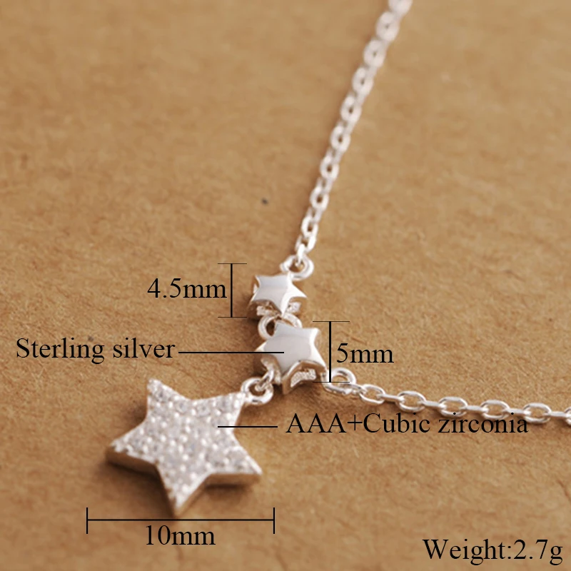 Простой стиль женские ожерелья с тремя звездами ожерелье подвеской из