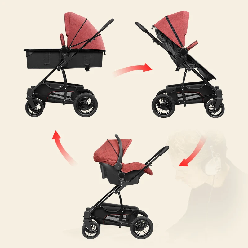 Детская коляска 3 в 1 переносная комфортная складная с высоким обзором|pushchair in