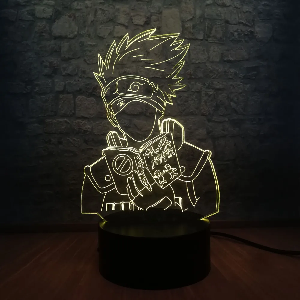 Рисунок, аниме, Наруто Хатаке Какаши 3D светодиодный Gradient Night Light Батарея питание комната подростка Декор дети творческий подарок на день рождения Рождество