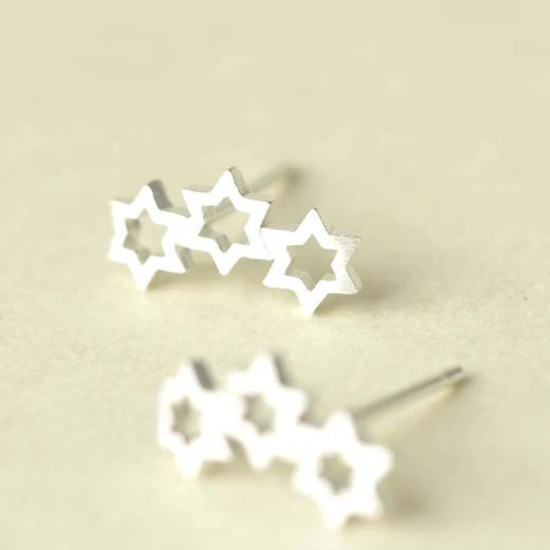 Женские серьги гвоздики с 3 звездами|Серьги-гвоздики| |