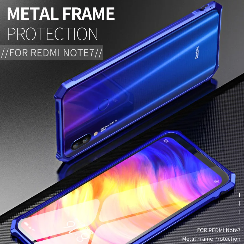 Роскошный металлический бампер для Xiaomi redmi Note 7 Чехол с боковой алюминиевой рамкой чехол для телефона для Xiaomi redmi Note 7 Note7 чехол