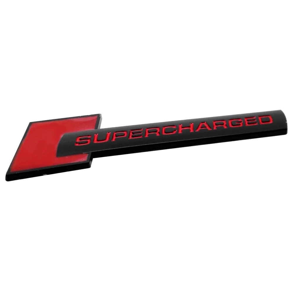 black and red SUPERCHARGED логотип стайлинга автомобилей 3D Металл брелок для автомобиля, наклейки на авто, Стикеры для Audi b4 b6 b7 b8 A3 A4 c5 c6 TT Quattro r8 S1 S3 S5 S7 - Название цвета: black and red