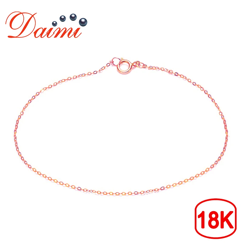 DAIMI 18K Золотая цепочка AU750 Браслет из чистого золота 18K цепочка из розового золота светильник цепной золотой браслет - Цвет камня: 18K Rose Gold