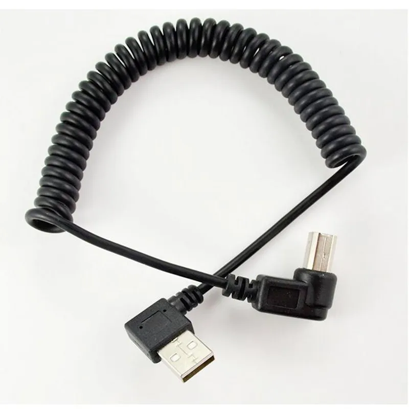 LBSC 5Ft Спиральный USB 2,0 B Прямоугольный штекер для USB 2,0 A угловой штекер кабеля