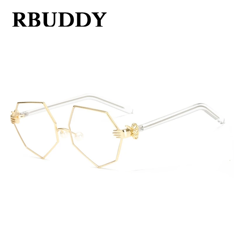 R6 RBUDDY, кошачий глаз, прозрачные очки для женщин, хипстерские очки с прозрачными линзами, прозрачная Металлическая оправа, женские розовые золотые поддельные очки - Цвет оправы: R6
