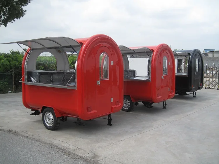 Красного цвета мобильный Еда прицеп грузовик закуски кофе с пузырьками чай