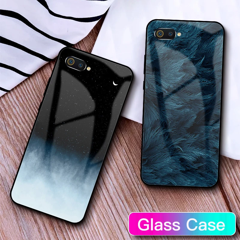 Чехол GFAITH для Realme C2, закаленное стекло, полное покрытие, звездное небо, дизайн, перо, Funda Realme C1 C 2, Funda Coque