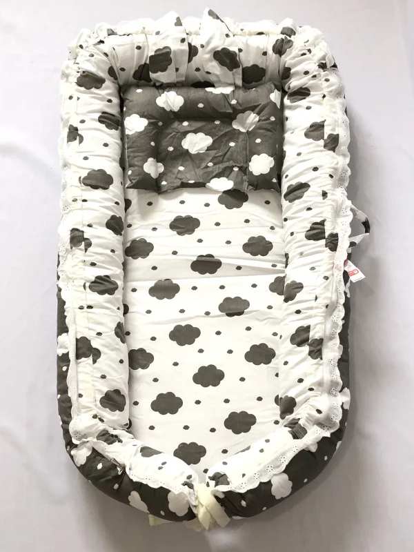 white and gray С подушкой кружева стиль принцессы-детский шезлонг/кровать Люлька-облако унисекс детское гнездо/ - Цвет: white and gray