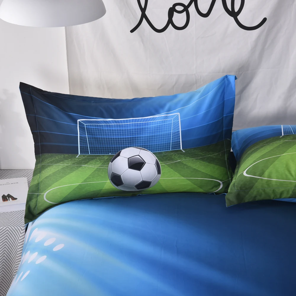 3D цифровая подледная вода футбол напечатанный пододеяльник 2/3 шт. Queen King