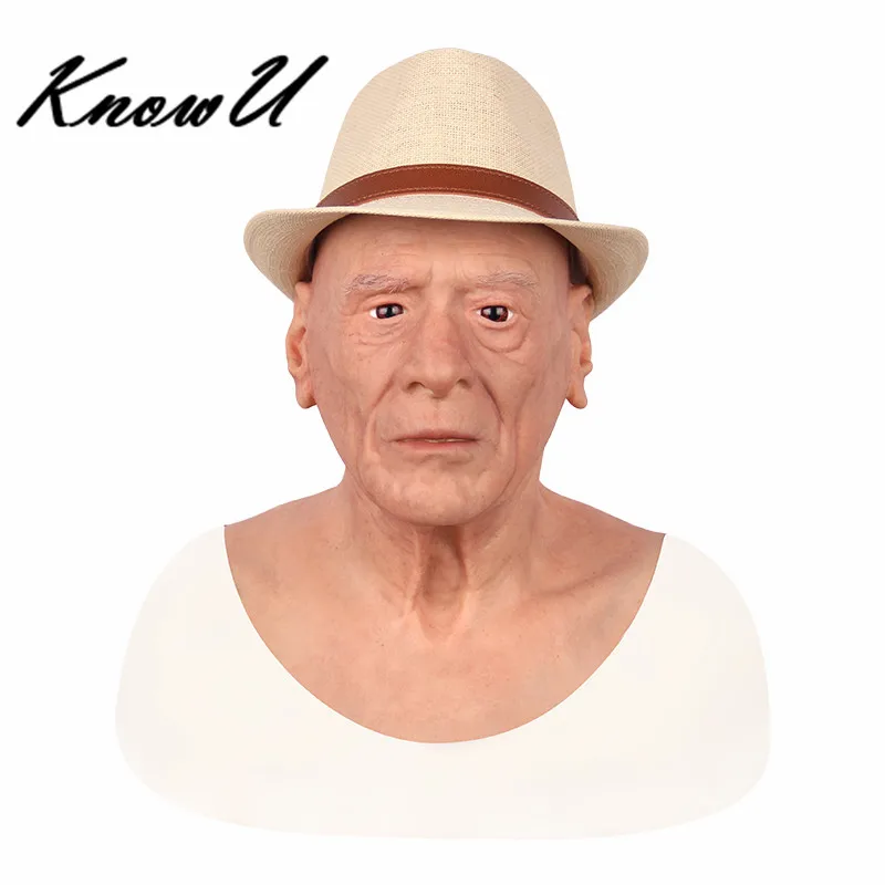 KnowU Реалистичная силиконовая мужская маска для взрослых Хэллоуин головной убор