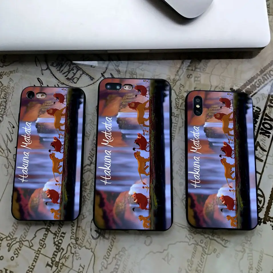 Hakuna Matata Король Лев черный мягкий силиконовый чехол для телефона для iPhone X 11 Pro 5S XR XS Max 6 6S 7 8 Plus чехол Fundas Capinha Coque