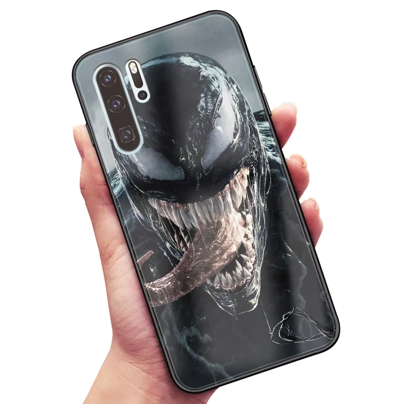 Venom Marvel Роскошный чехол для телефона, мягкий силиконовый стеклянный чехол для huawei Honor V mate P 9 10 20 30 Lite Pro Plus Nova 2 3 4 5