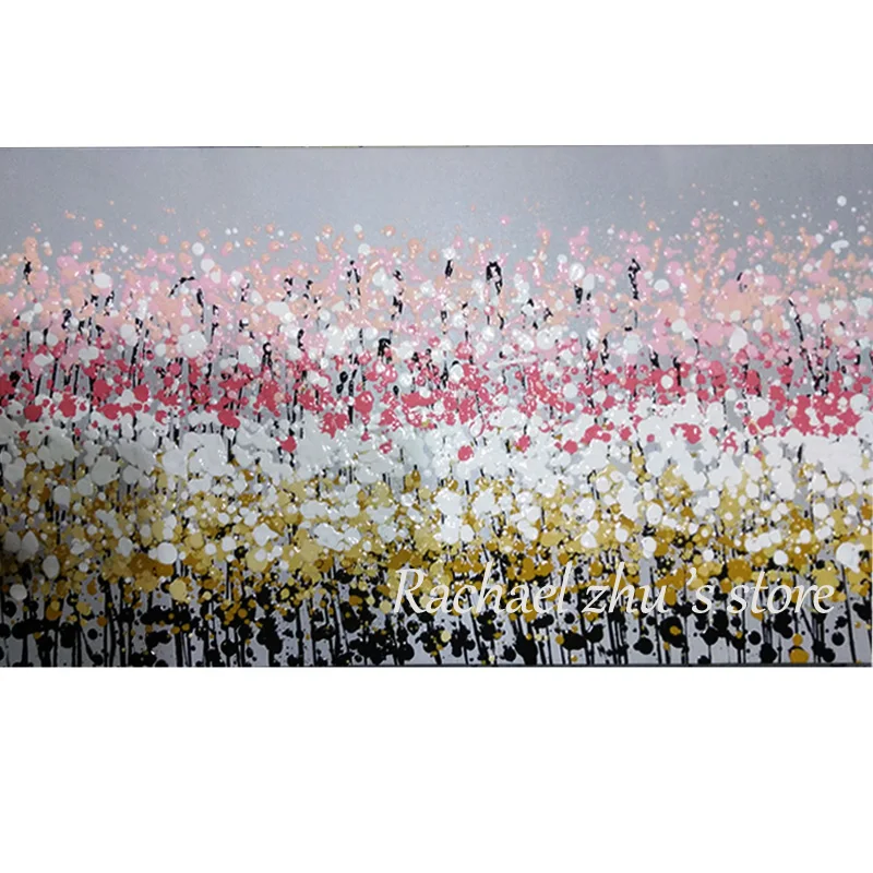 Большая Ручная роспись современный абстрактный розовый цветок пейзаж живопись