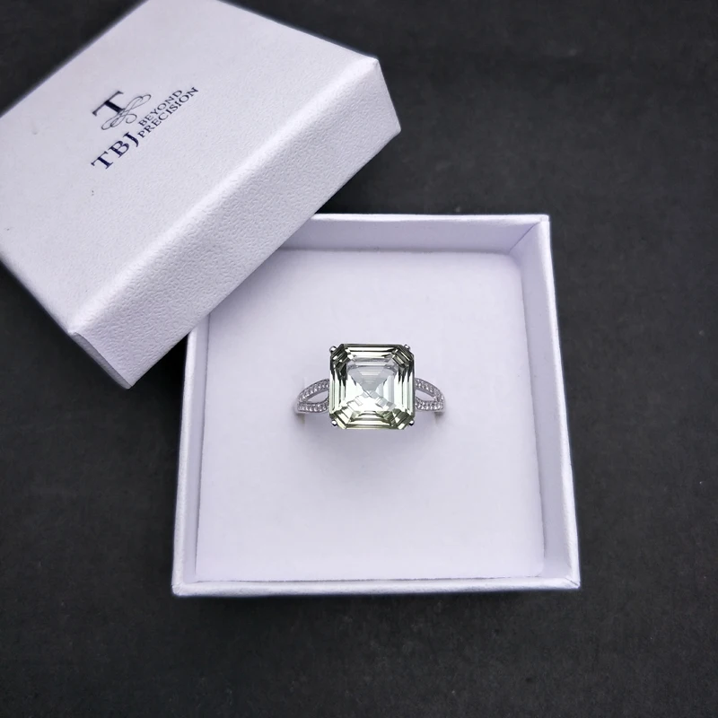 TBJ 2019 Новинка &quotловля глаз&quot 7ct зеленый аметист драгоценный камень кольцо 925