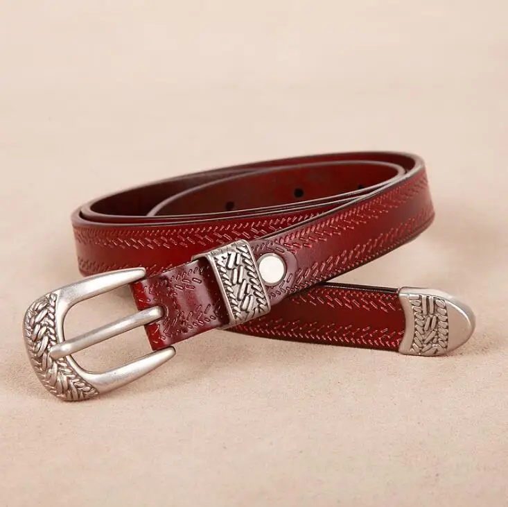 ZPXHYH Hot Fashion Women Lady Vintage Boho Metal Leather Double Buckle Waist Belt Waistband women's real leather cowhide belts |