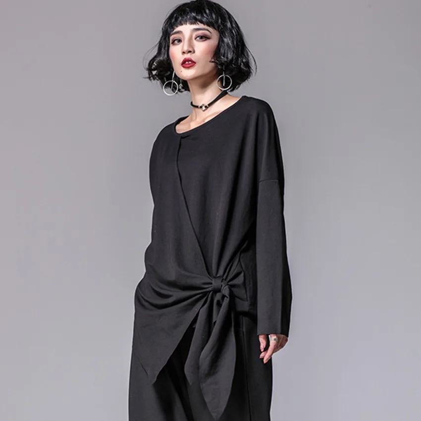 ASYMSAY 2018 новые весенние женские Асимметричный длинный рукав футболка женская