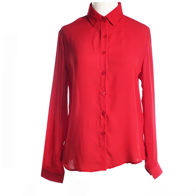 

Women Spring Summer Chiffon Blouse Top 2019 Turn Down Collar Long Sleeves Loose Shirt Blusa Feminina Plus Size