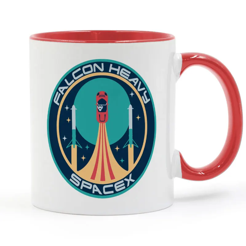 Spacex falcon тяжелая ракета не паникуйте Кофе кружка Керамика чашки Цвет ручка Цвет внутри Подарки 11 унц. GA1046 - Цвет: red