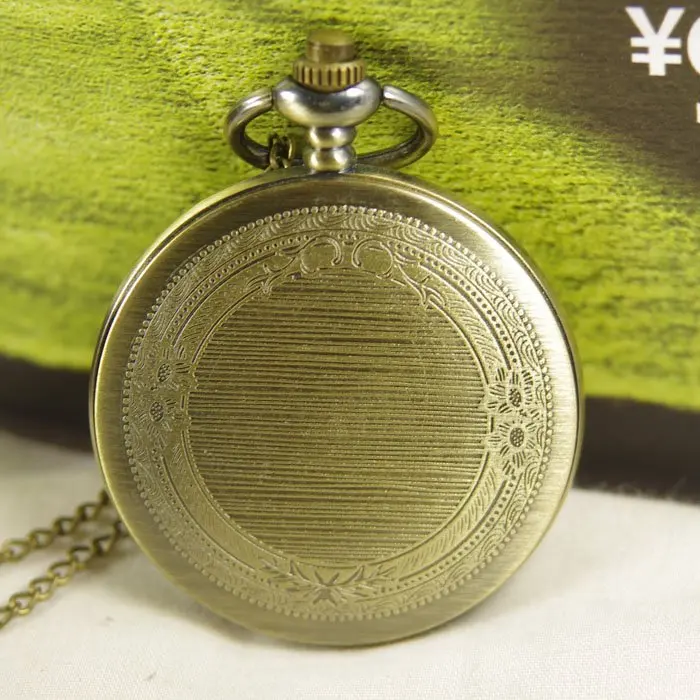 Модный Цветок Эмаль Зеленый нефрит кристалл ретро кварцевые карманные часы