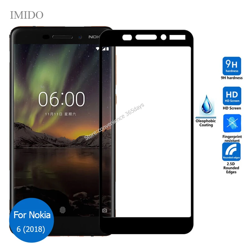 Закаленное стекло с полным покрытием для Nokia 6 1 защита экрана 9H Защитное всего