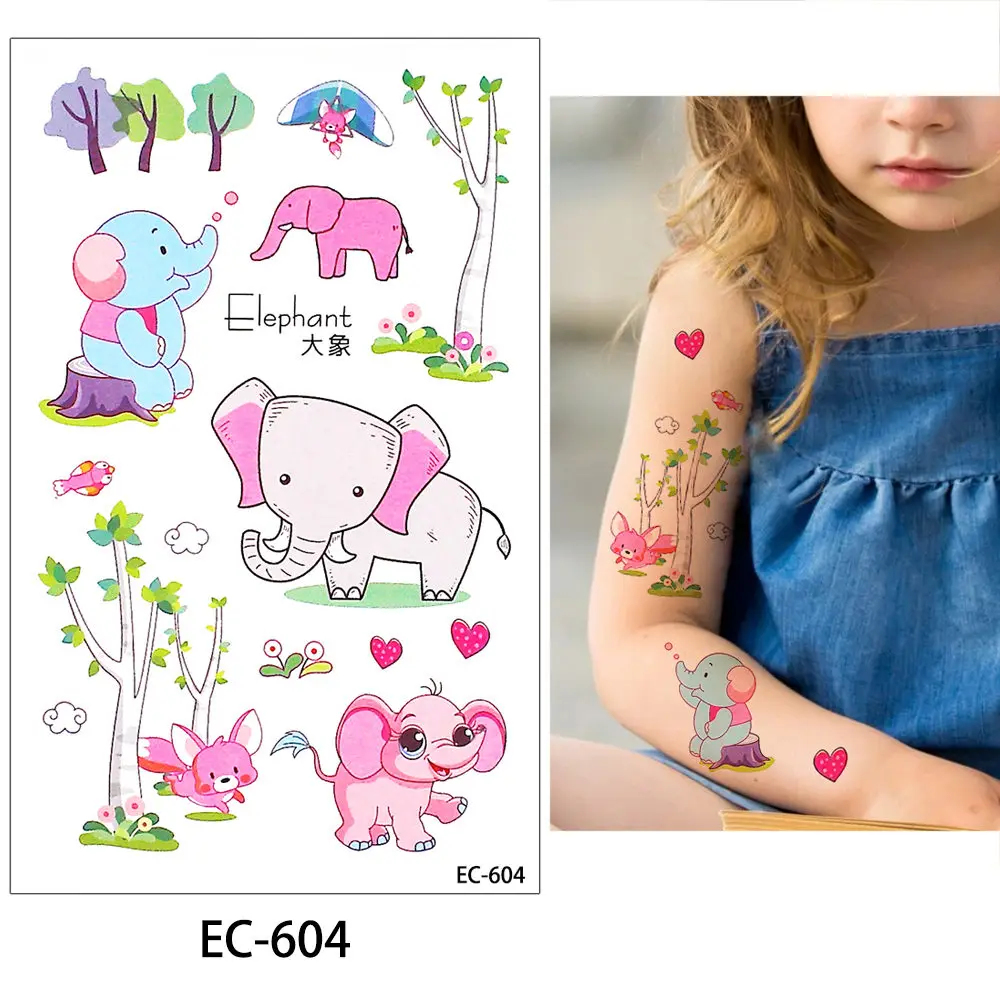 EC-604 Glaryyears, 20 видов конструкций, 1 лист, Детская татуировка в виде животных, EC, временная, милая, мультяшная, лиса, енот, изображение, тату, наклейка для боди-арта, новинка - Цвет: EC-604