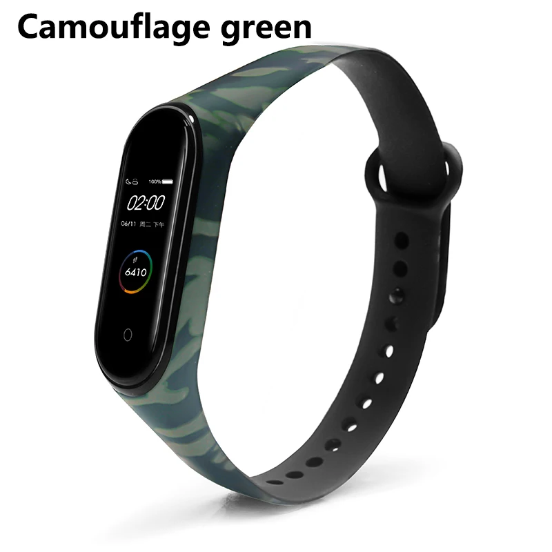 Camouflage green BOORUI Универсальный Miband 3 4 ремешок pulsera inteligente ремешок для xiaomi mi3 mi4 смарт-браслеты с разнообразными цветами - Цвет: Camouflage green