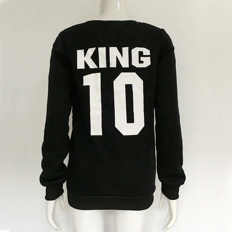 Осенние повседневные женские толстовки с буквенным принтом King Queen модный