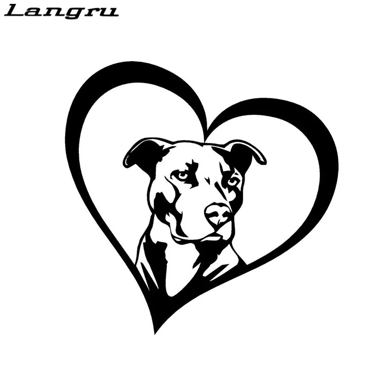 

Langru Pitbull Heart Animal Car Stickers Vinyl Decals Creative Fashion Car Styling Decoration Accessories Jdm