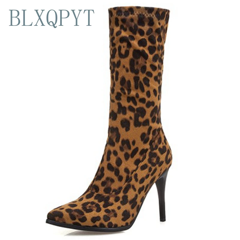 

BLXQPYT Winter Boots 32-50 Size New Round Toe Buckle Boots for Women Sexy Ankle Heels 9cm Fashion Shoes Casual Zip Snow 616