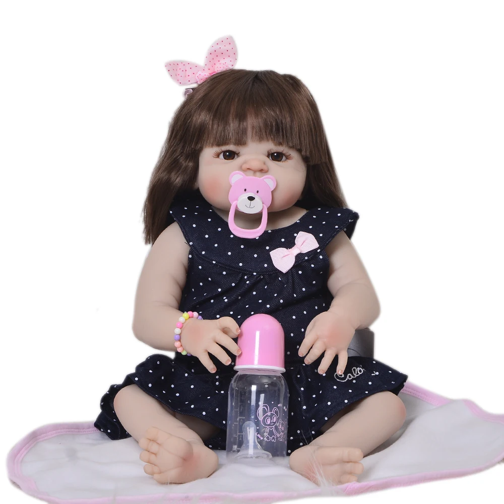 

55 см полный корпус силиконовый реборн девочка кукла игрушки 22 дюймов новорожденная принцесса малыш младенцы куклы купать игрушки играть до...