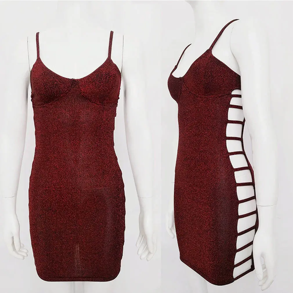 Для женщин пикантные прилегающее платье без рукавов с v образным вырезом