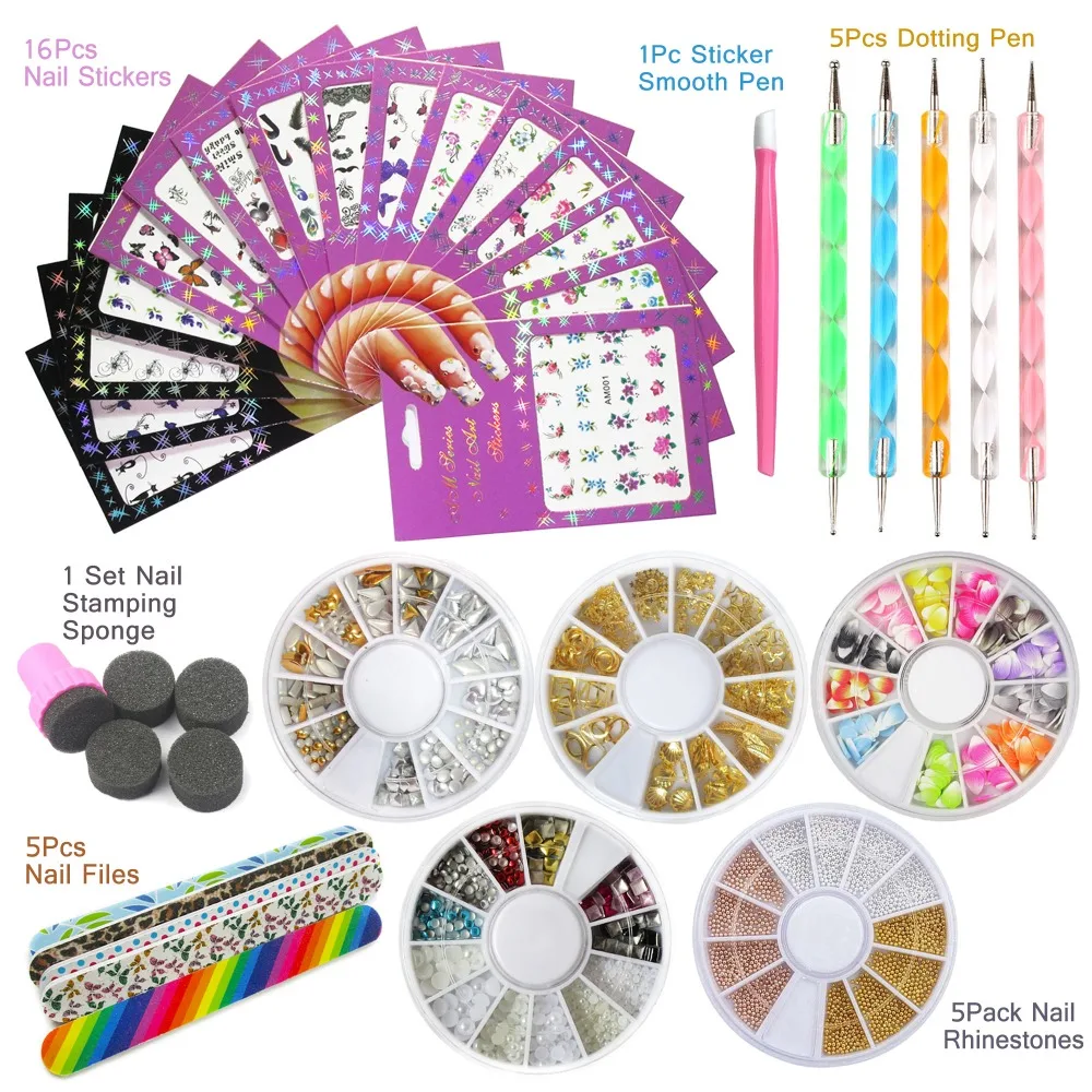 Bittb пилочки для ногтей Art Kit 16 шт. Стикеры наклейки Красота со стразами расставить