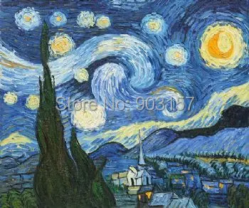 

Free Shipping Hand Painted Vincent Van Gogh Oil painting-Landscape Canvas wall art-Starry Night