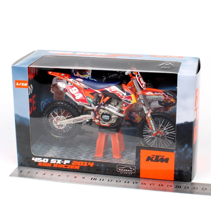 1:12 Масштаб KTM 450 SXF Красный № 94 Кен Роксен Мотокросс быка Байк транспортных средств Реплика мотоцикл литья под давлением модели игрушки