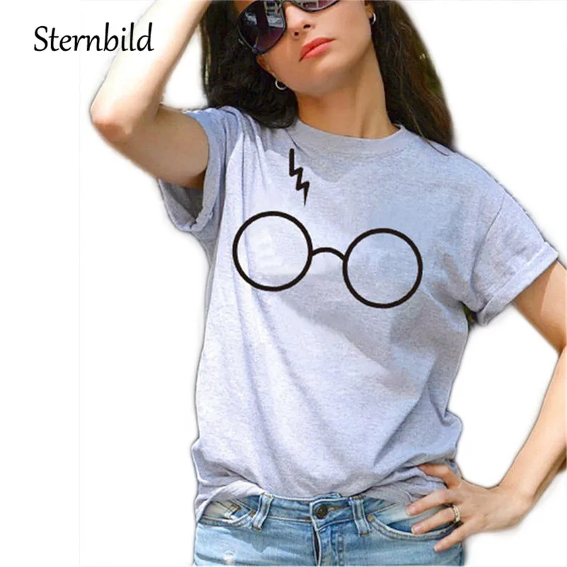 STERNBILD плюс размер 4XL Летняя модная футболка с принтом очков молнии женские топы