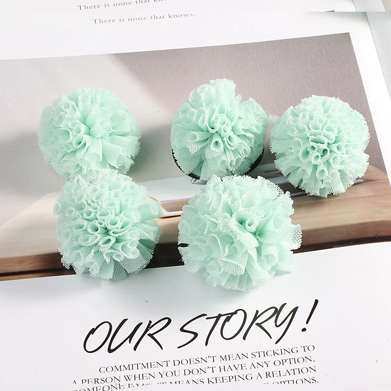 Mint Color 10 шт./лот 40 мм кружевной шар DIY марлевые Эластичные Цветочные помпоны ремесло плюшевая подвеска-сетка для волос на голову свадебное платье аксессуары для шитья - Цвет: Mint Color