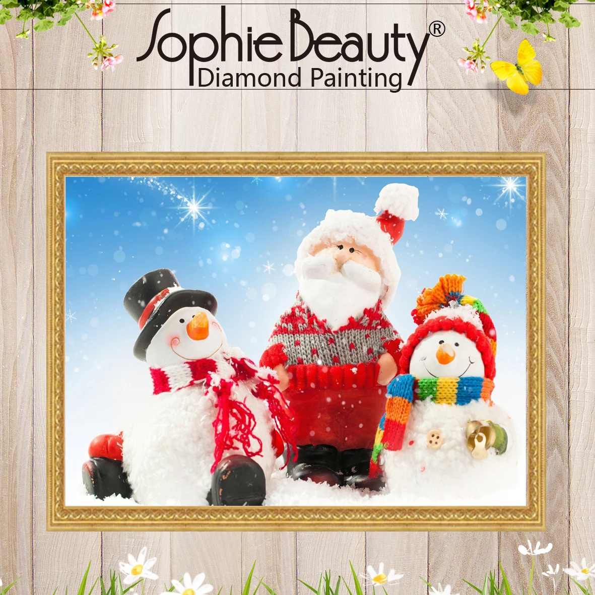 

Картина из круглых страз «сделай сам» Sophie Beauty, вышивка крестиком, вышивка из бисера, квадратная мозаика Санта-Клаус, снеговик, Набор для твор...