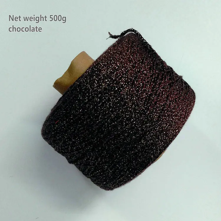 500gram metallic yarn hollow yarn DIY knitting crochet bag toy yarn fancy yarn - Цвет: chocolate