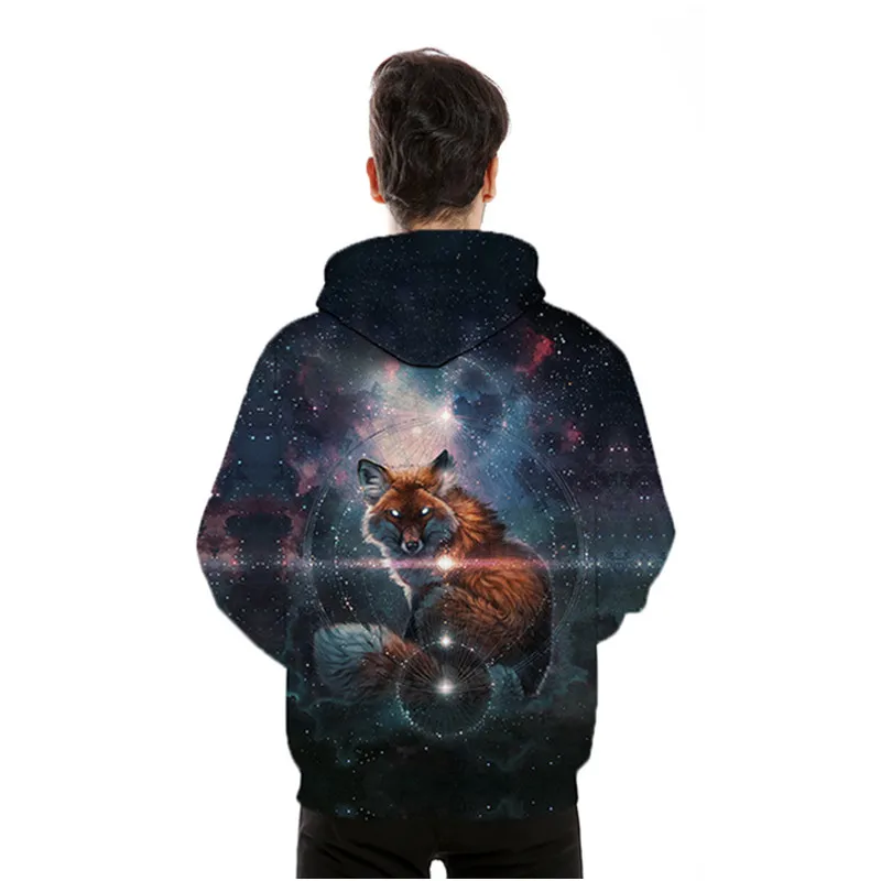 Новинка толстовки для мужчин и женщин в стиле хип хоп с изображением лисы