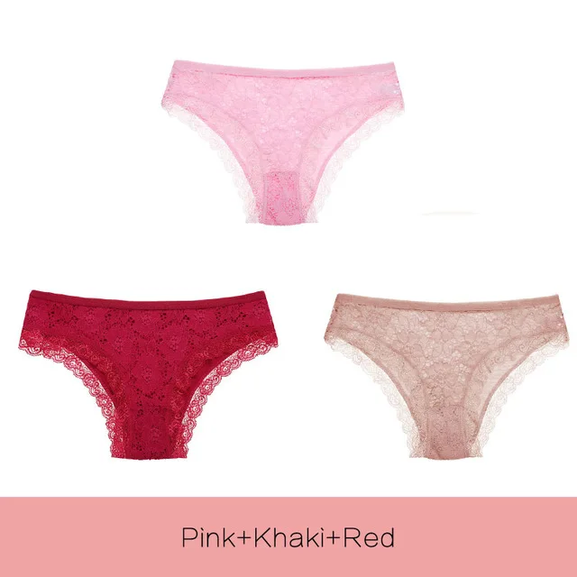 set 1 Женские кружевные трусики 3 шт./компл., сексуальные трусы, Модный хлопковый с низкой талией, женское нижнее белье, нижнее белье, женские трусики, нижнее белье, Прямая - Цвет: set 1