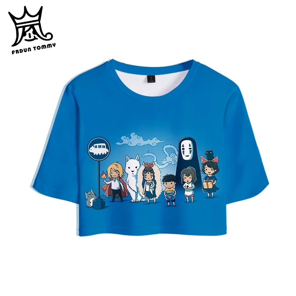 FRDUN TOMMY Spirited Away Harajuku женский сексуальный топ Miyazaki Hayao Япония Аниме летняя футболка