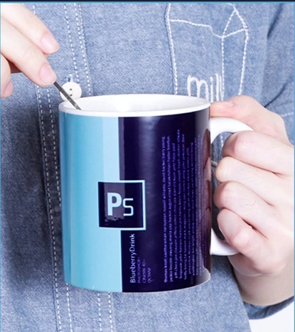 PS Аниме JK уникальный Job Mark Cup Забавный фотошоп Рекламный дизайн программного обеспечения PS AI тема керамическая кружка Чай Молоко Кофе - Цвет: PS