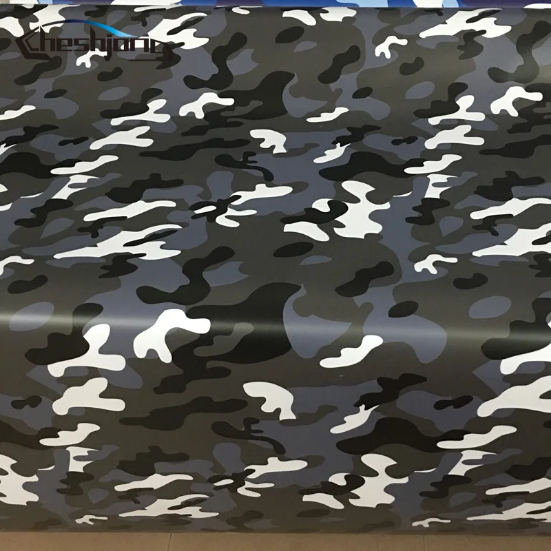 Виниловая пленка для автомобиля Arctic Camouflage черный белый синий Джамбо камуфляжная