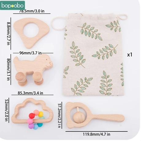 Cloud Set Bopoobo 4 шт./компл. Игрушки для маленьких детей с рисунком кролика Троянский конь облако Бук деревянная игрушки-прорезыватели для кормления против грызунов нового дизайна крошечные стержень игрушки детские товары - Цвет: Cloud Set