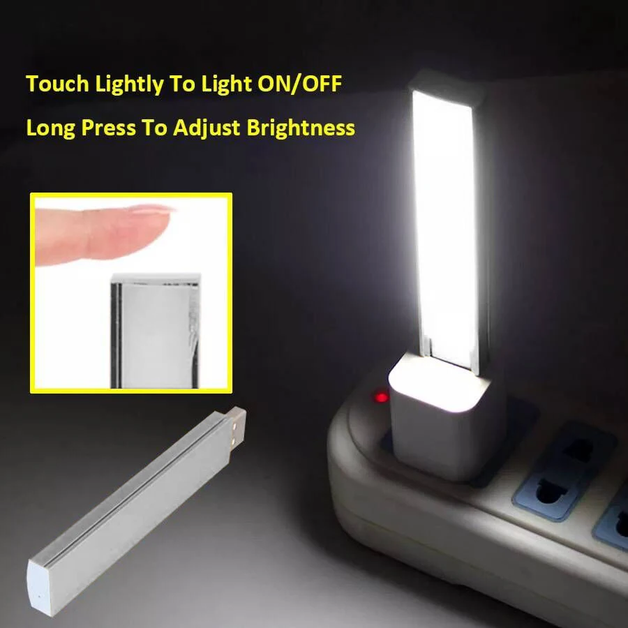 

SXZM Ночной светильник, лампа для чтения 10 см, мини USB светодиодный светильник, сенсорный диммер, 8 светодиодов, Книжная лампа для компьютера, н...